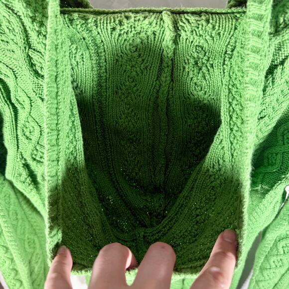 Ralph Lauren Polo Jeans Women's Small Green Cotton Cable Knit Sweater Hoodie - Picture 10 of 12